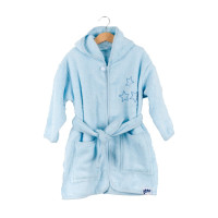 Dětský biobavlněný froté župan XKKO Organic - Baby Blue Stars 12-24m