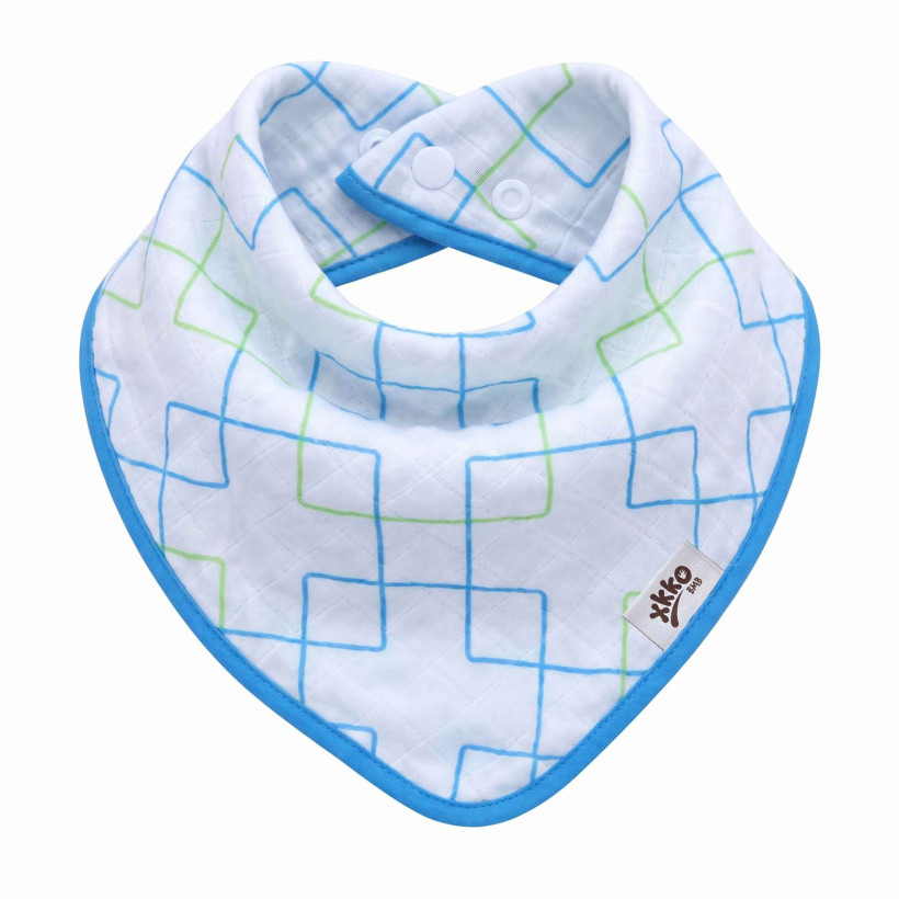 Bambusový slintáček XKKO BMB - Cyan Squares 3x1ks VO bal.