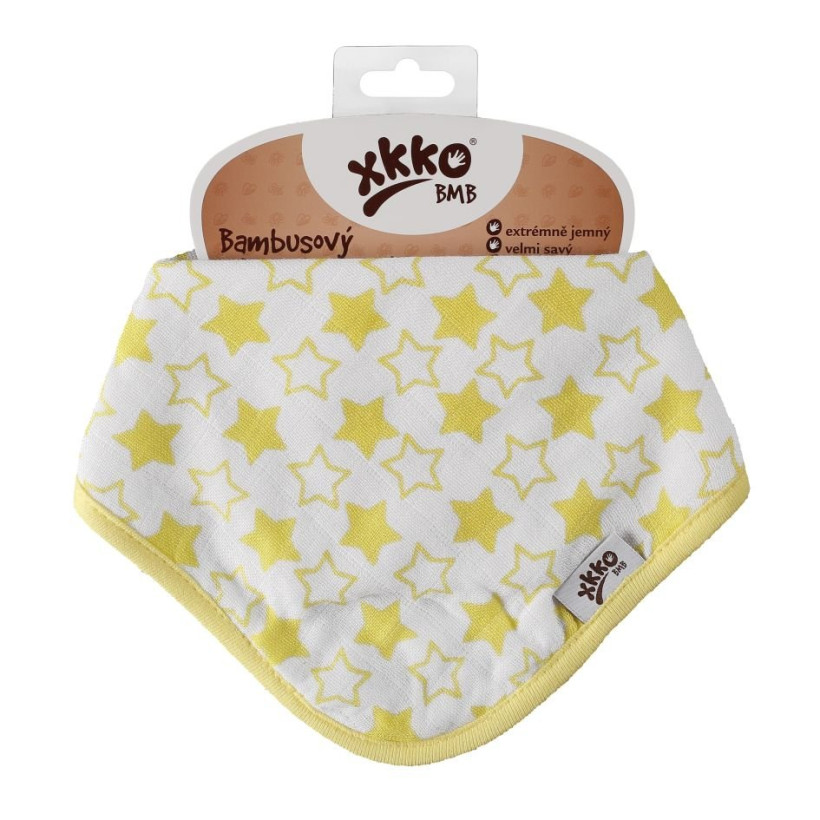 Bambusový slintáček XKKO BMB - Little Stars Lemon 3x1ks VO bal.