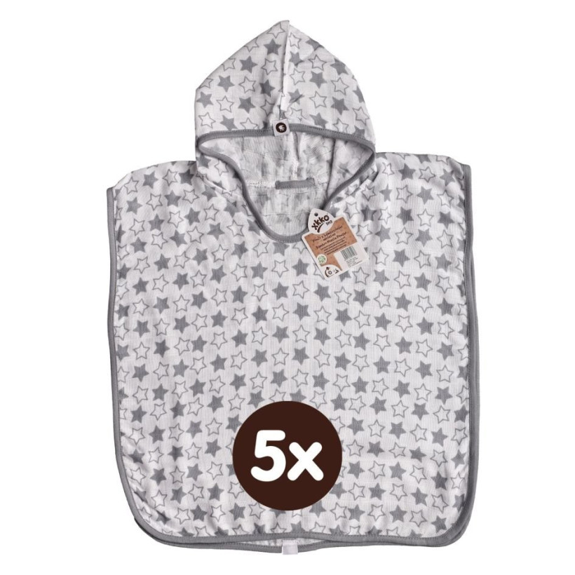 Bambusové mušelínové pončo XKKO BMB - Silver Little Stars 5x1ks (VO bal.)