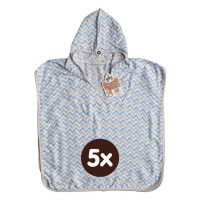 Bambusové mušelínové pončo XKKO BMB - Chevron Baby Blue 5x1ks (VO bal.)