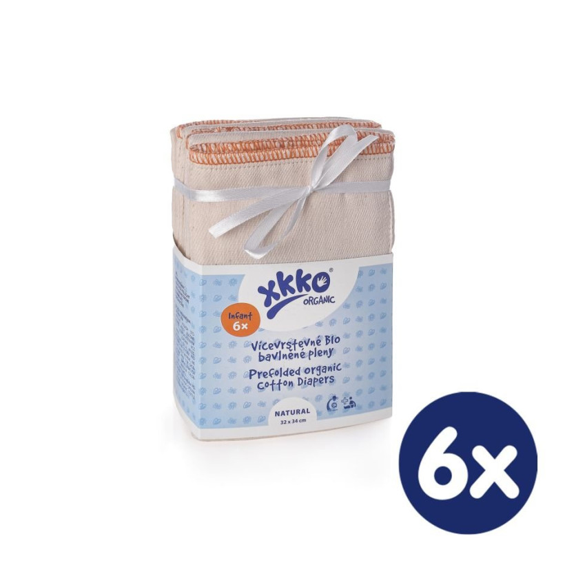 Vícevrstvé plenky XKKO Organic (4/8/4) - Infant Natural 6x6ks (VO bal.)