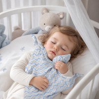 Bambusový muchláček XKKO BMB - Baby Blue Chevron