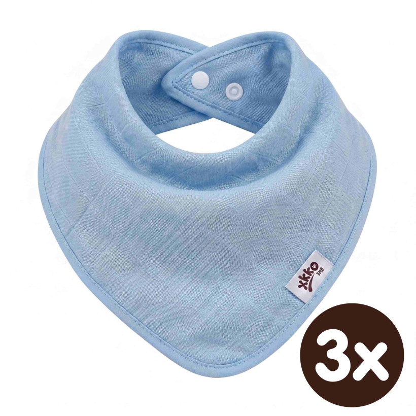Bambusový slintáček XKKO BMB - Baby Blue 3x1ks VO bal.
