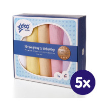 Dětské pleny z biobavlny XKKO Organic 70x70cm - Staré časy Pastels for Girls 5x5ks VO bal.