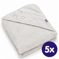 BIO bavlněná froté osuška s kapucí XKKO Organic 90x90 - White Stars 5x1ks (VO bal.)