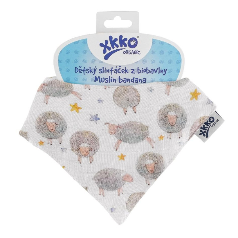 Dětský slintáček XKKO Organic - Dreamy Sheeps 3x1ks VO bal.
