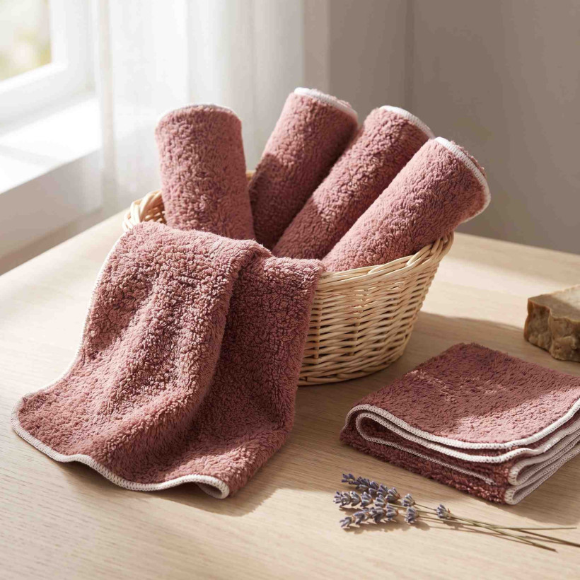BIO bavlněné froté ubrousky XKKO Organic 21x21- Mesa Rose