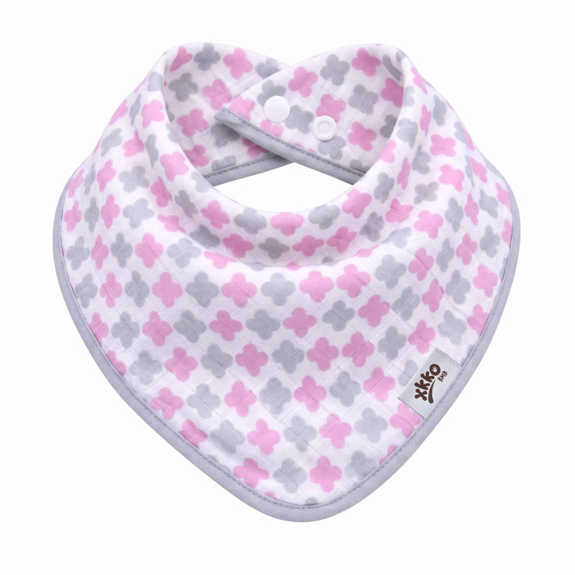 Bambusový slintáček XKKO BMB - Scandinavian Baby Pink Cross 3x1ks VO bal.