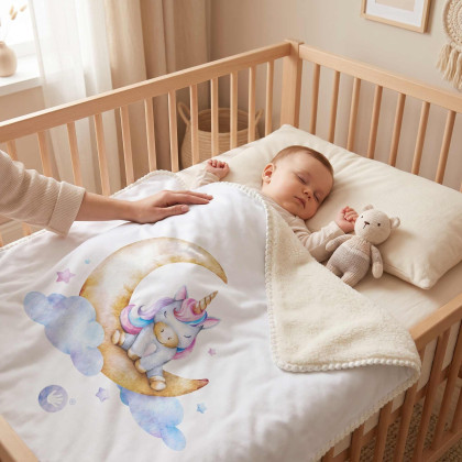 Dětská španělská deka XKKO LUX 75x100 - Moon Unicorn