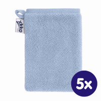BIO bavlněná froté žínka XKKO Organic - Baby Blue 5x1ks (VO bal.)