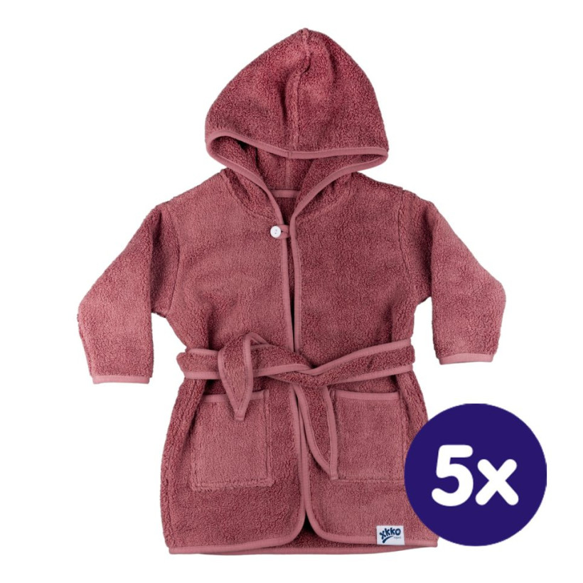 Dětský biobavlněný froté župan XKKO Organic - Mesa Rose 6-12m 5x1ks (VO balení)
