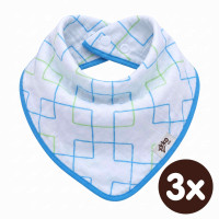 Bambusový slintáček XKKO BMB - Cyan Squares 3x1ks VO bal.