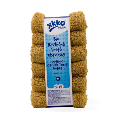 BIO bavlněné froté ubrousky XKKO Organic 21x21- Honey Mustard