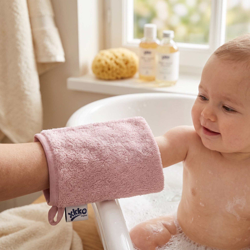 BIO bavlněná froté žínka XKKO Organic - Baby Pink 5x1ks (VO bal.)