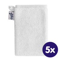 BIO bavlněná froté žínka XKKO Organic - Bílá 5x1ks (VO bal.)