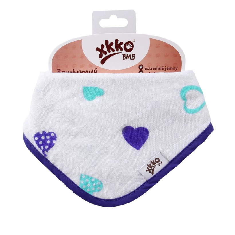 Bambusový slintáček XKKO BMB - Ocean Blue Hearts 3x1ks VO bal.
