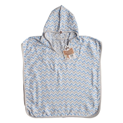 Bambusové mušelínové pončo XKKO BMB - Chevron Baby Blue