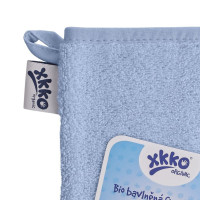 BIO bavlněná froté žínka XKKO Organic - Baby Blue 5x1ks (VO bal.)