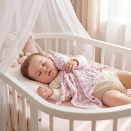 Bambusový muchláček XKKO BMB - Baby Pink Cross