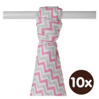 Bambusová osuška XKKO BMB 90x100 -  Baby Pink Chevron 10x1ks VO bal.