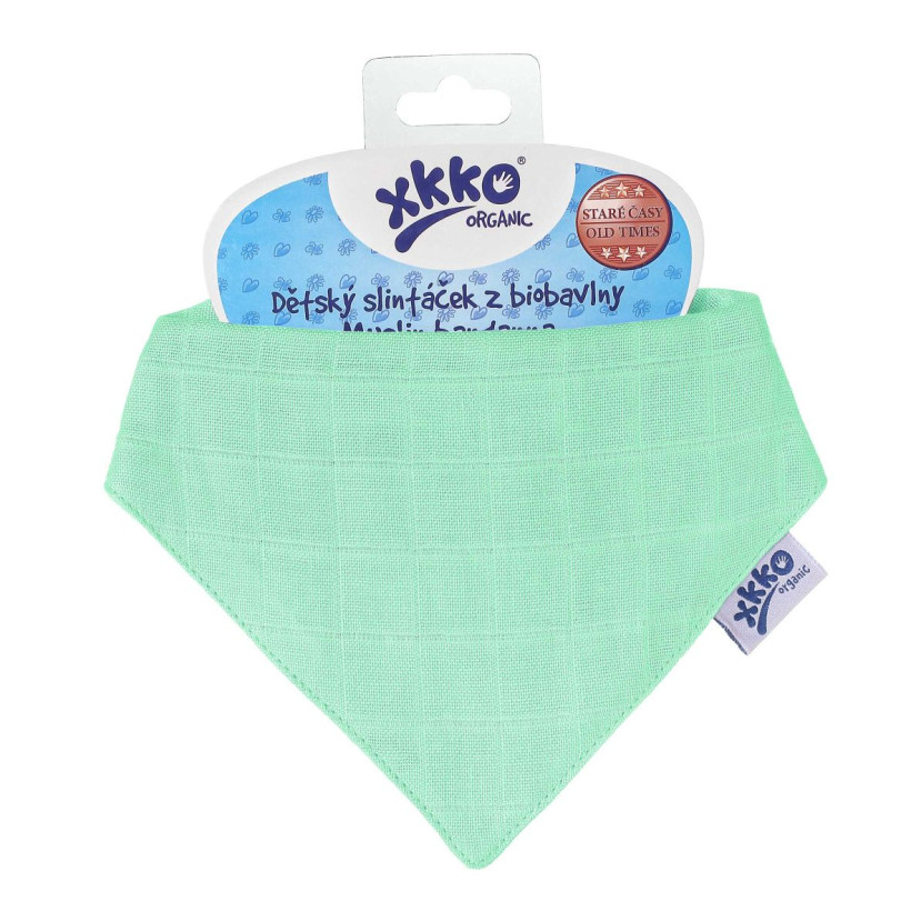 Dětský slintáček XKKO Organic Staré časy Light Green