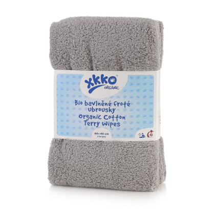 BIO bavlněné froté ubrousky XKKO Organic 40x40 - Grey