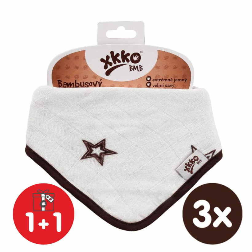 Bambusový slintáček XKKO BMB - Natural Brown Stars 3x1ks VO bal.