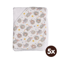 Bambusová froté osuška s kapucí XKKO BMB 90x90 - Dreamy Sheeps 5x1ks (VO bal.)