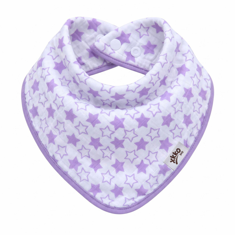 Bambusový slintáček XKKO BMB - Little Stars Lilac 3x1ks VO bal.