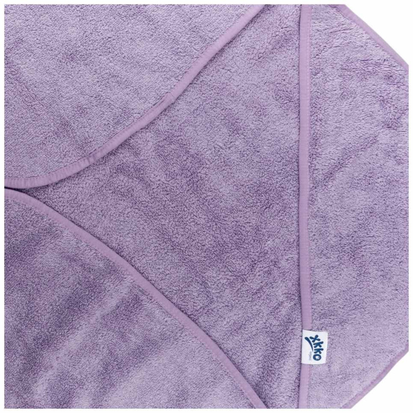 BIO bavlněná froté osuška s kapucí XKKO Organic 90x90 - Lavender Aura