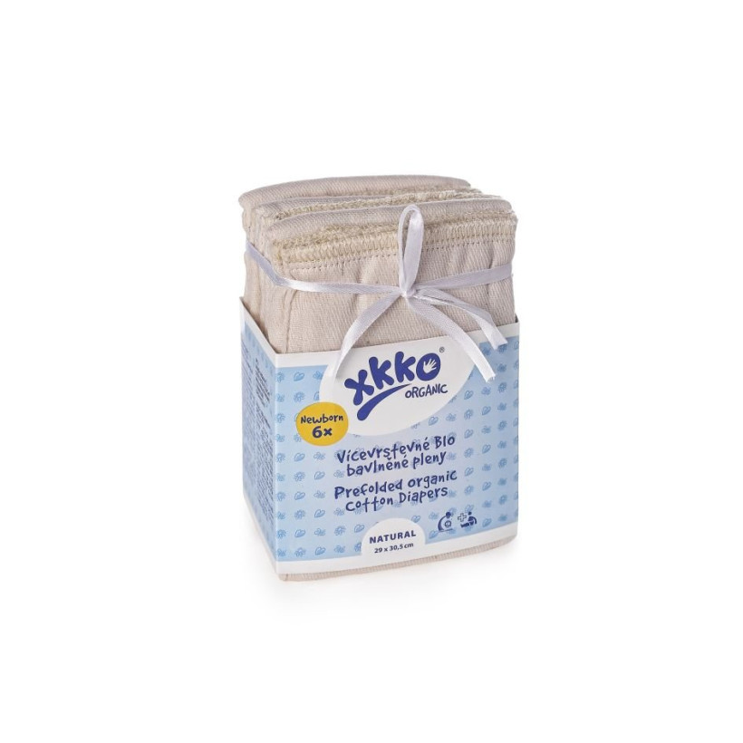 Vícevrstvé plenky XKKO Organic (4/8/4) - Newborn Natural 24x6ks (VO bal.)