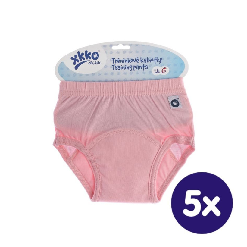 Tréninkové kalhotky XKKO Organic - Baby Pink Velikost L 5x1ks (VO balení)