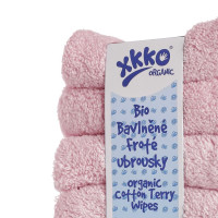 BIO bavlněné froté ubrousky XKKO Organic 21x21- Baby Pink 5x6ks (VO bal.)