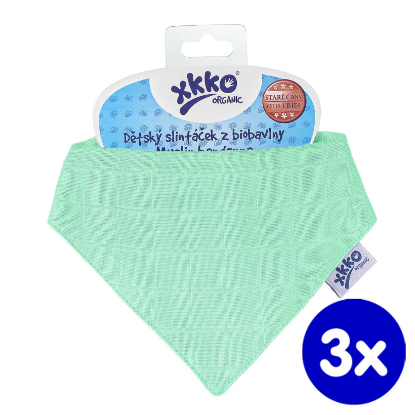 Dětský slintáček XKKO Organic Staré časy - Lights Green 3x1ks VO bal.