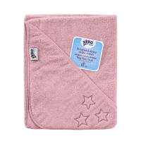 BIO bavlněná froté osuška s kapucí XKKO Organic 90x90 - Baby Pink Stars 5x1ks (VO bal.)