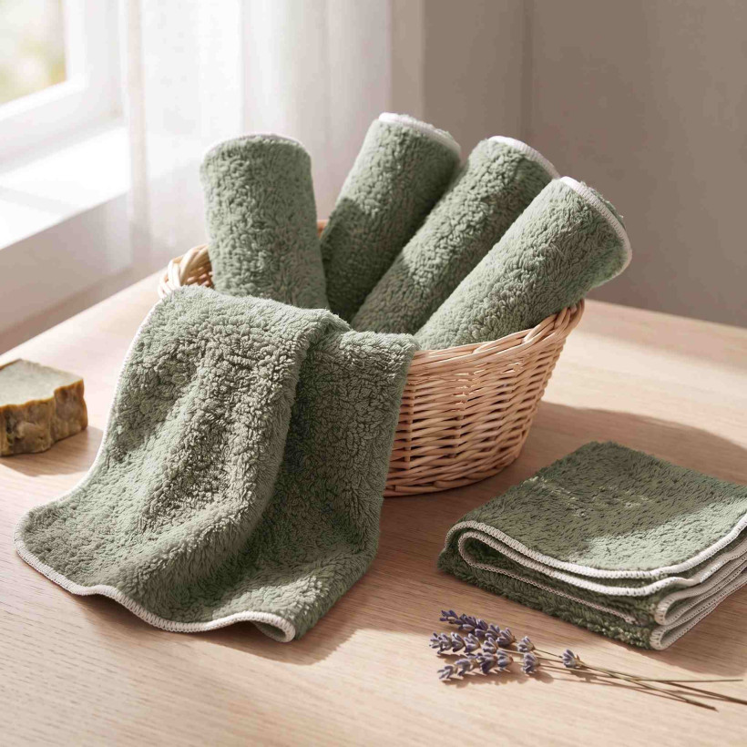 BIO bavlněné froté ubrousky XKKO Organic 21x21- Granite Green