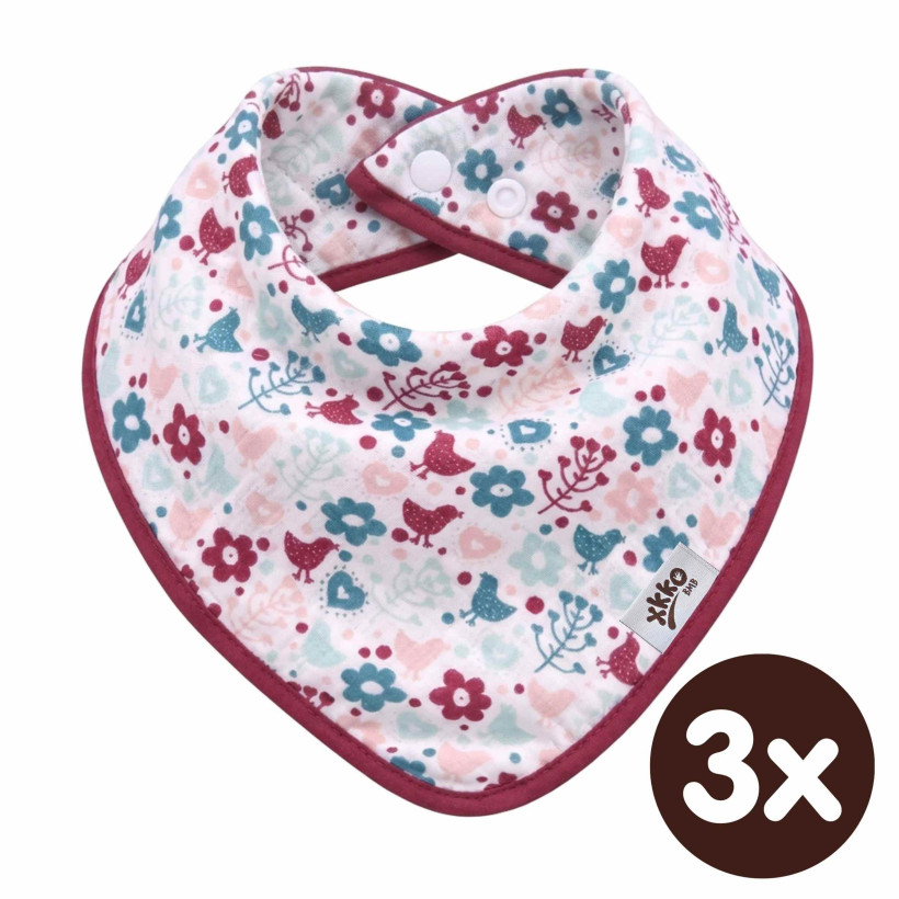 Bambusový slintáček XKKO BMB - Flowers&Birds Girls 3x1ks VO bal.