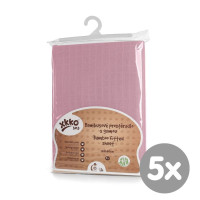 Bambusové prostěradlo s gumou XKKO BMB 120x60 - Baby Pink 5x1ks (VO bal.)