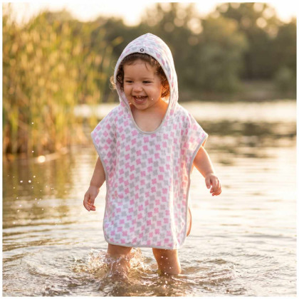 Bambusové mušelínové pončo XKKO BMB - Cross Baby Pink