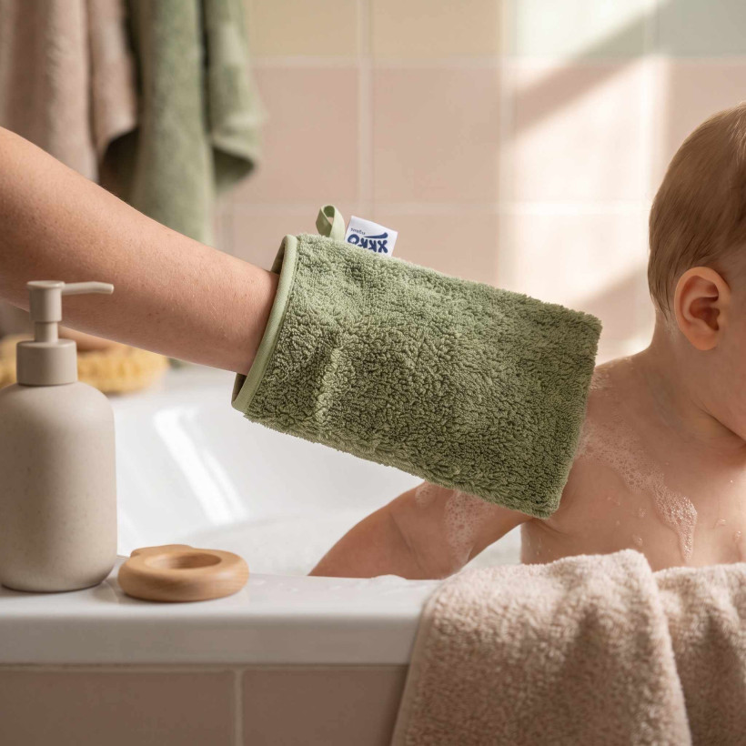 BIO bavlněná froté žínka XKKO Organic - Granite Green
