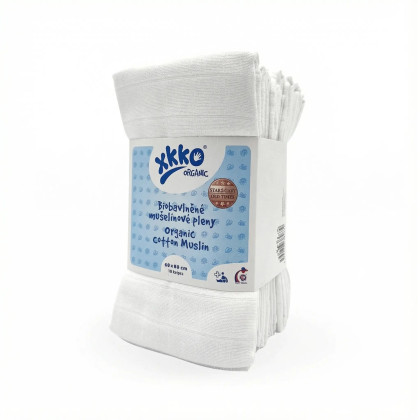 Dětské pleny z biobavlny XKKO Organic 60x60 Staré časy - Bílé