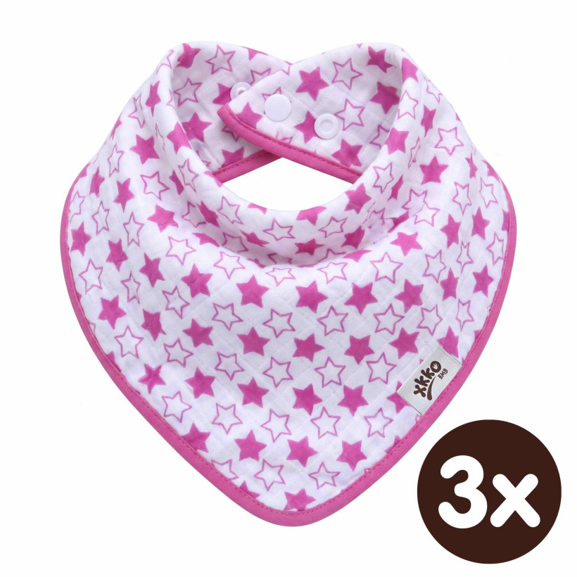 Bambusový slintáček XKKO BMB - Little Stars Magenta 3x1ks VO bal.