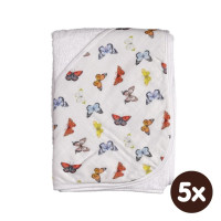 Bambusová froté osuška s kapucí XKKO BMB 90x90 - Butterflies 5x1ks (VO bal.)