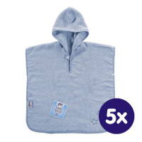 BIO bavlněné froté pončo XKKO Organic - Baby Blue Stars 5x1ks (VO bal.)