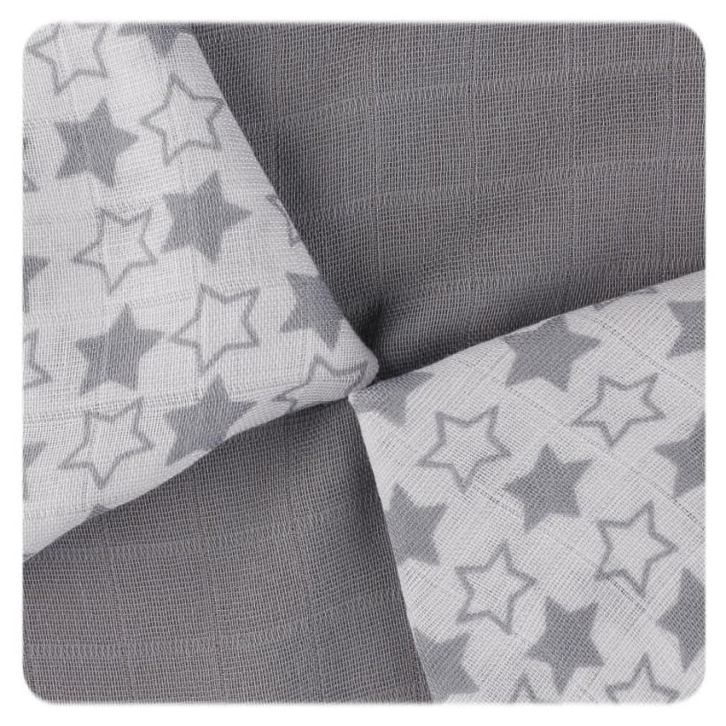 Bambusové ubrousky XKKO BMB 30x30 - Little Stars Silver MIX 10x9ks VO bal.