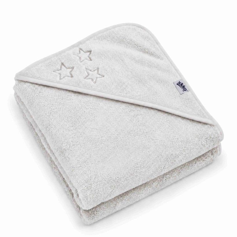 BIO bavlněná froté osuška s kapucí XKKO Organic 90x90 - White Stars 5x1ks (VO bal.)