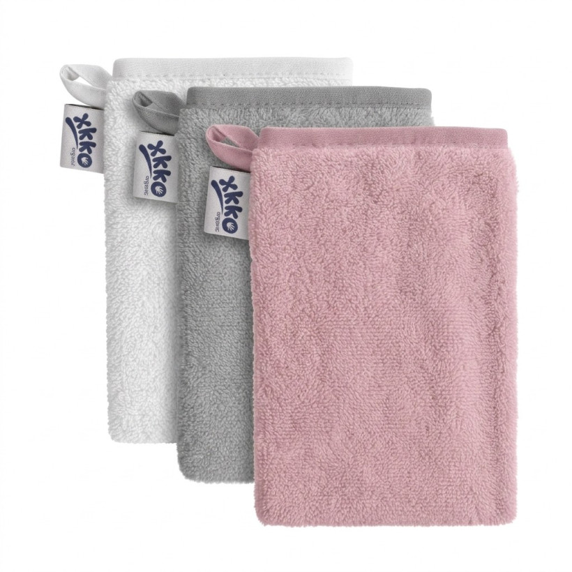 BIO bavlněná froté žínka XKKO Organic - Baby Pink MIX