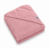 BIO bavlněná froté osuška s kapucí XKKO Organic 90x90 - Baby Pink Stars 5x1ks (VO bal.)