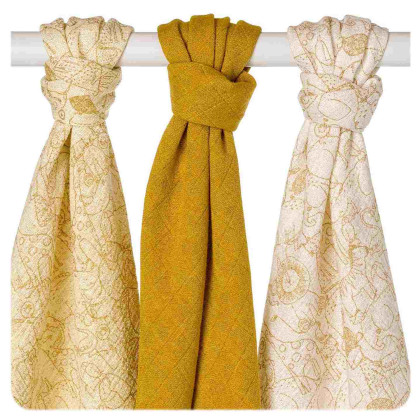 Bambusové pleny XKKO BMB 70x70 - Safari Honey Mustard MIX 3ks